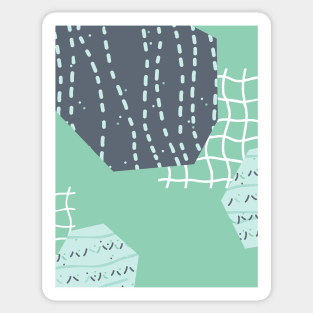 Abstract aquamarine grids and cut paper things Sticker